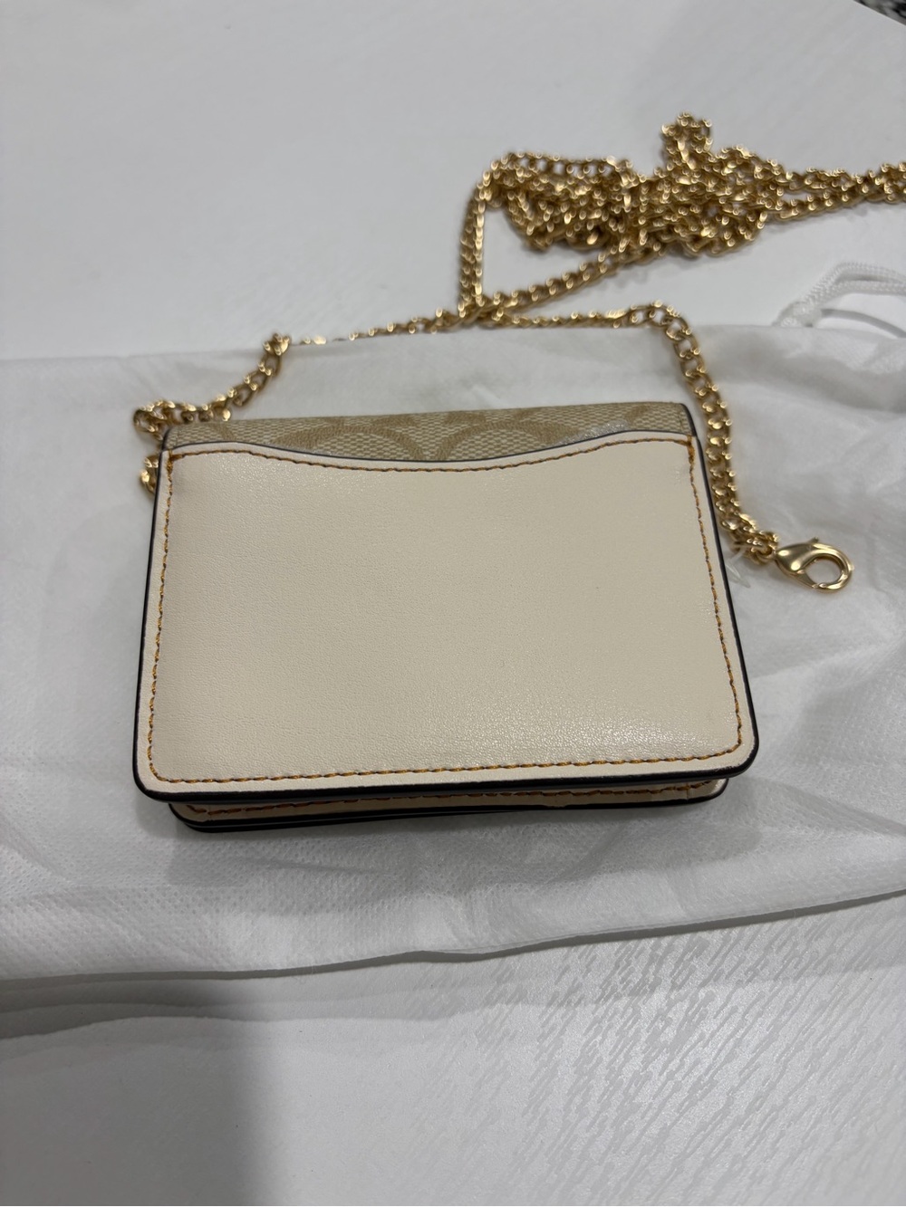 NWT | COACH Mini Wallet On A Chain In Signature Canvas With Floral Applique - Picture 2 of 5